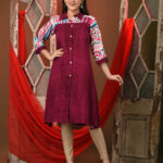 Magenta Rayon Solid A-line Kurta
