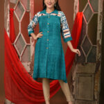 Turquoise Rayon Solid A-line Kurta