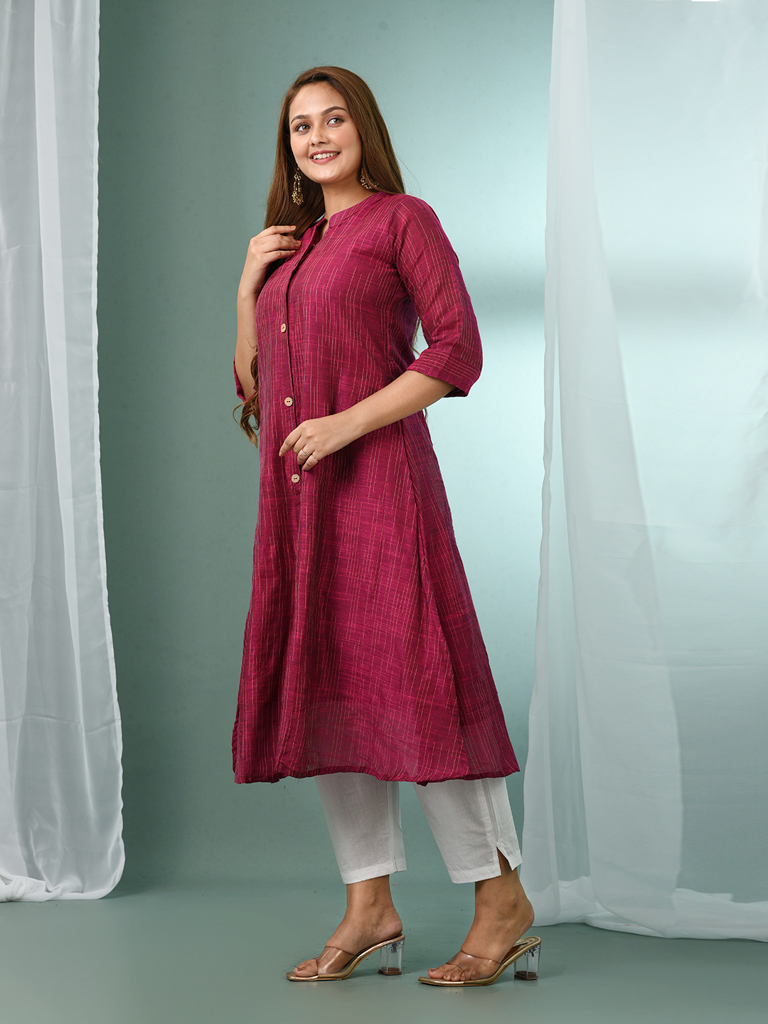 Women Regular Pure Cotton Kurta with Trousers - Image 4