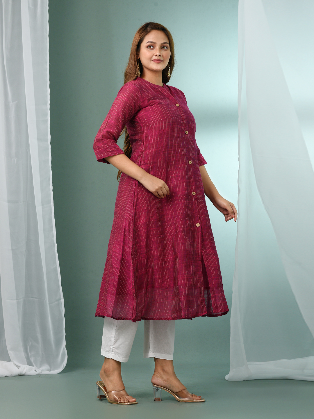 Women Regular Pure Cotton Kurta with Trousers - Image 5