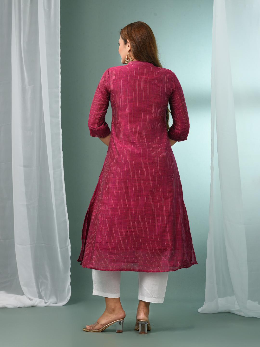Women Regular Pure Cotton Kurta with Trousers - Image 6
