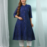 Women Striped Regular Pure Cotton Kurta with Trousers