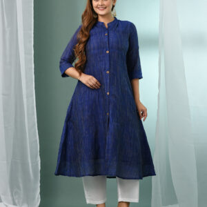 Women Striped Regular Pure Cotton Kurta with Trousers