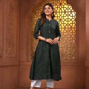 Women Striped Regular Pure Cotton Kurta with Trousers