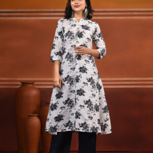 Women Floral Printed Regular Pure Cotton Kurta with Trousers