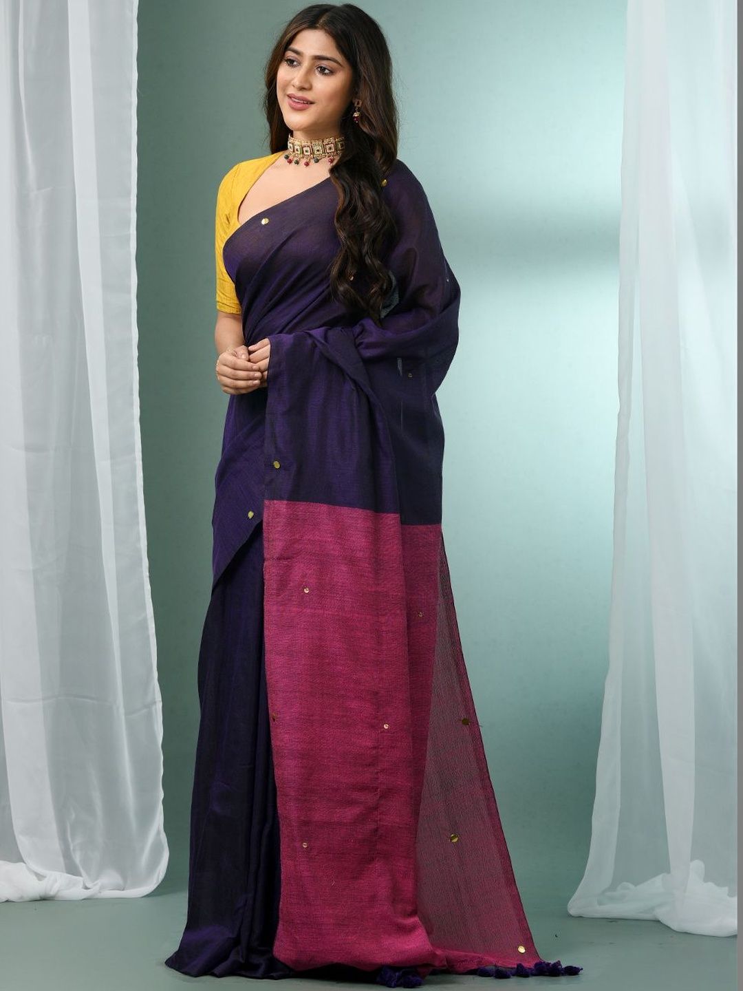 Woven Design Cotton Blend Saree