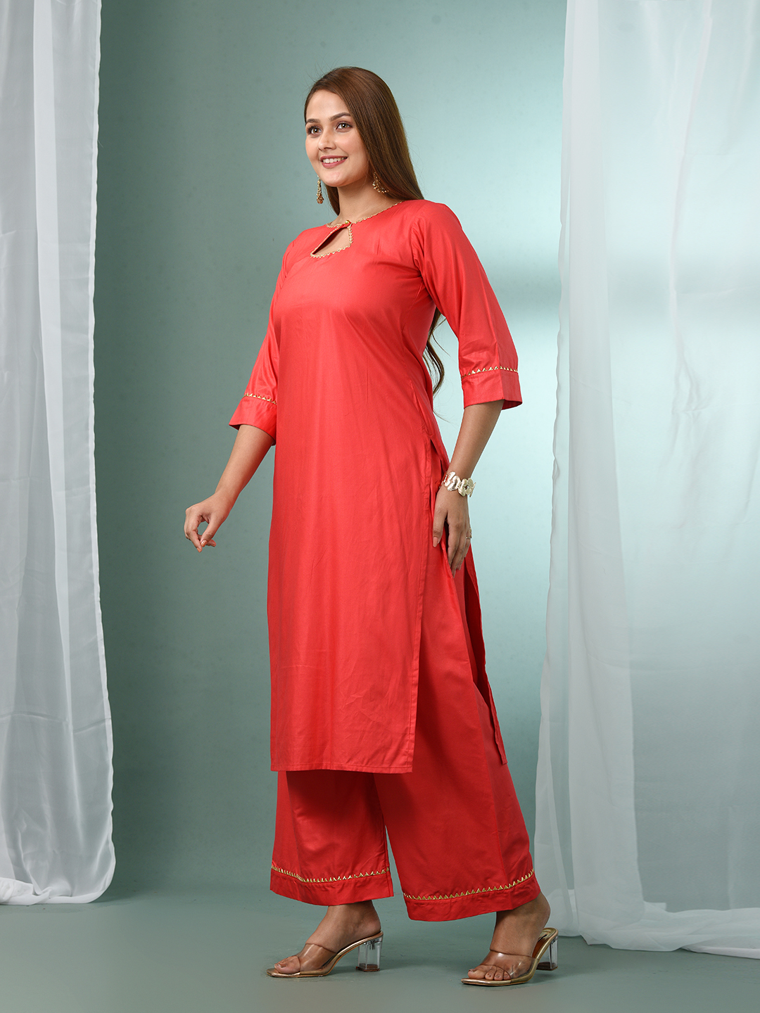 Women Regular Gotta Patti Kurta with Palazzos - Image 4
