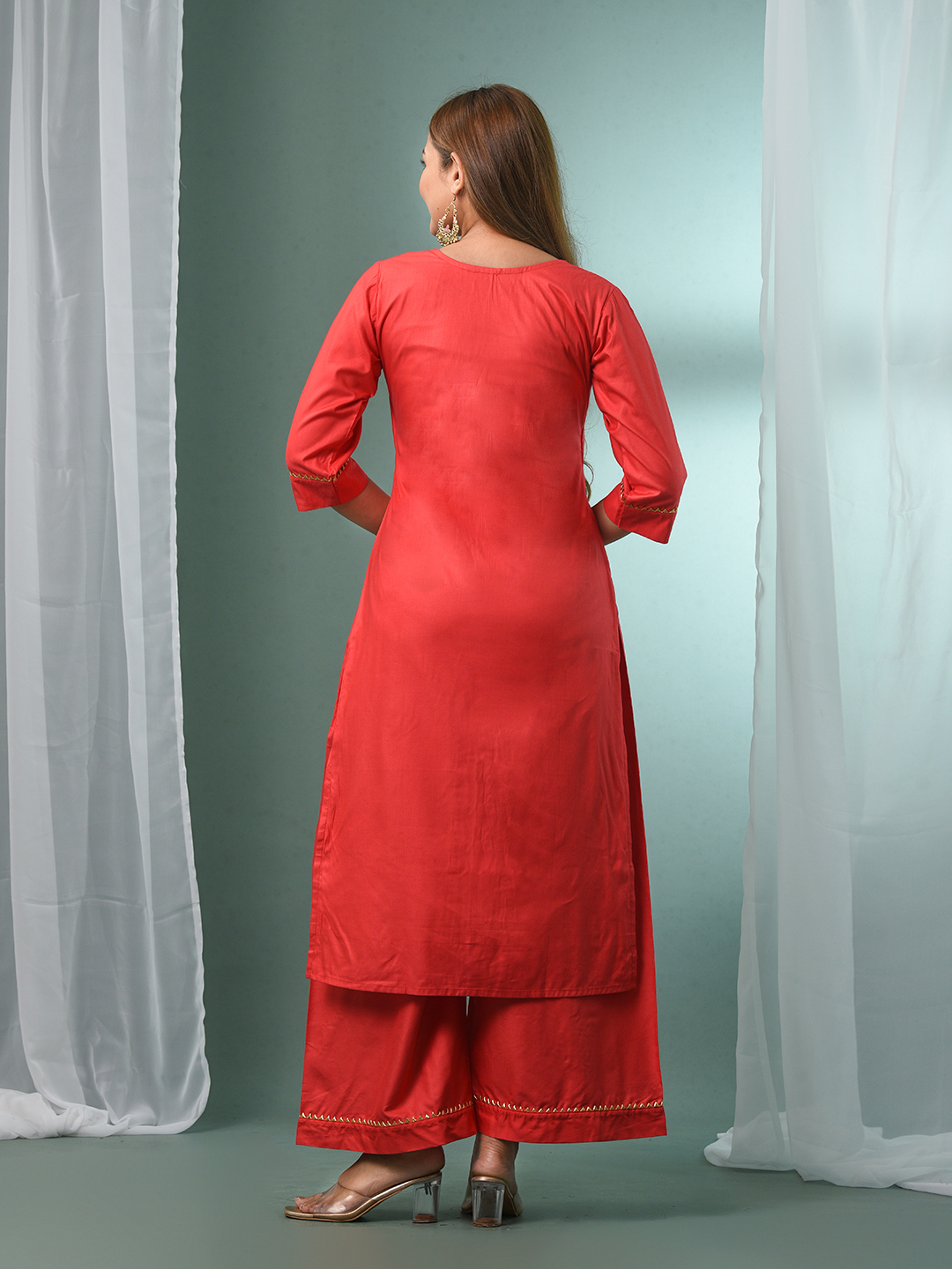 Women Regular Gotta Patti Kurta with Palazzos - Image 6