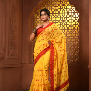 Ethnic Motifs Embroidered Handloom Saree