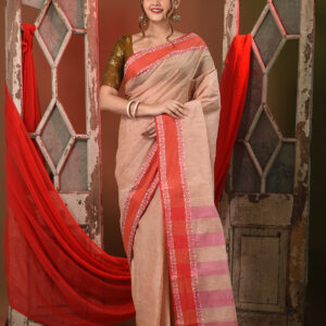 Striped Woven Design Pure Cotton Taant Saree