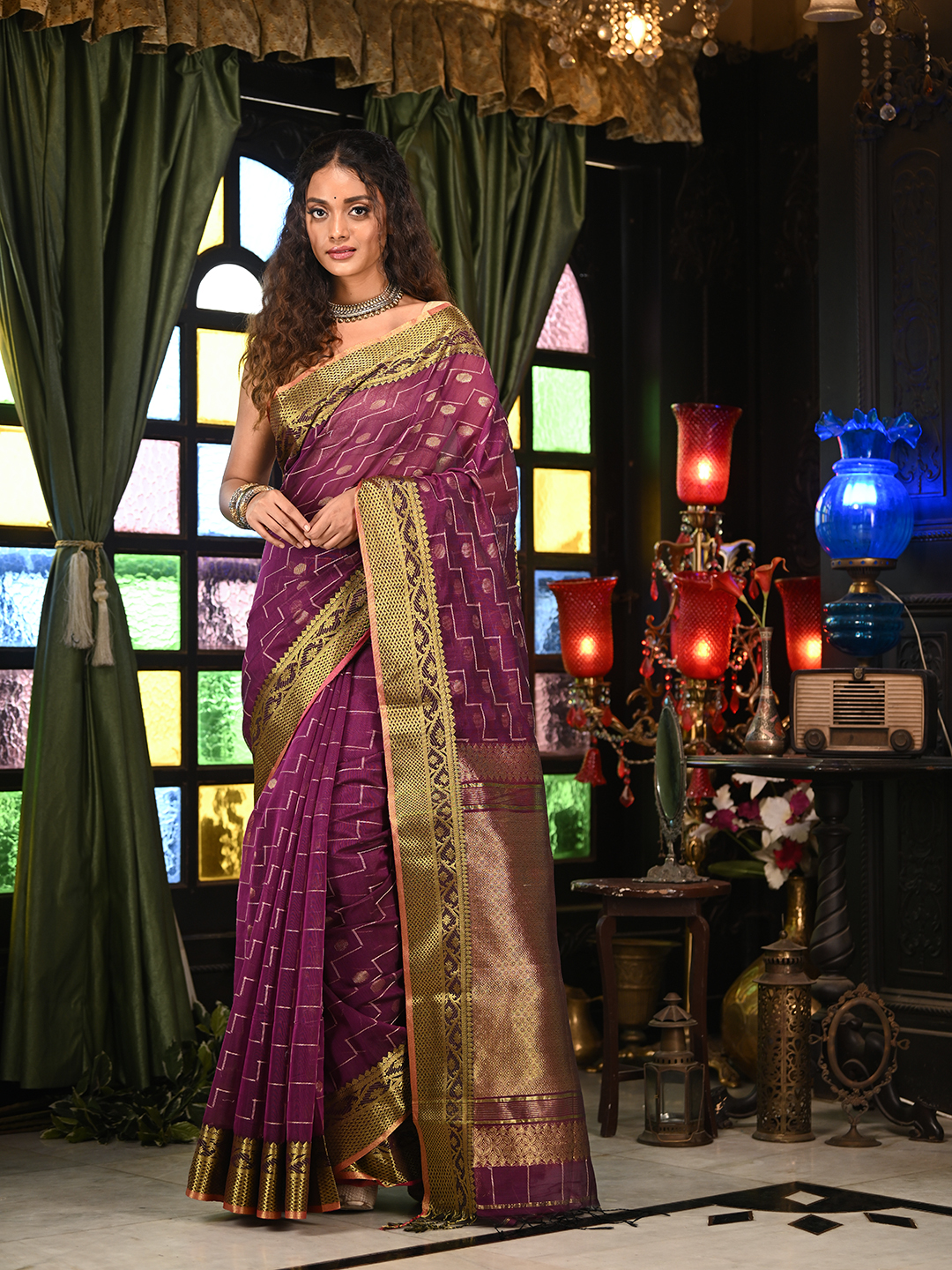 Woven Design Zari Pure Cotton Saree