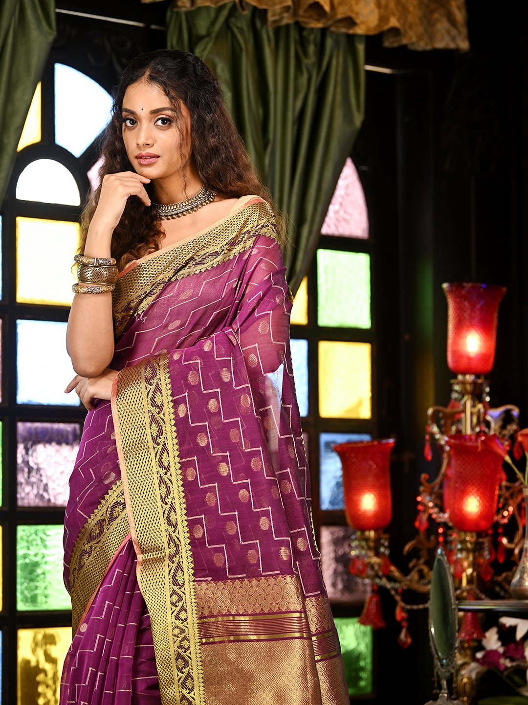 Woven Design Zari Pure Cotton Saree - Image 3