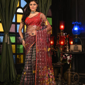 Floral Embroidered Art Silk Saree