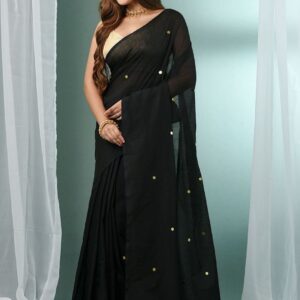 Embellished Sequinned Pure Cotton Saree