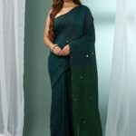 Sequinned Pure Cotton Saree